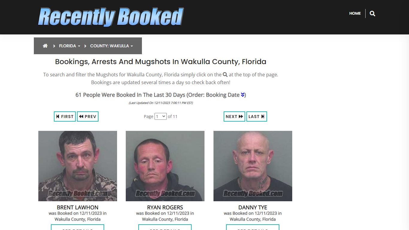 Recent bookings, Arrests, Mugshots in Wakulla County, Florida